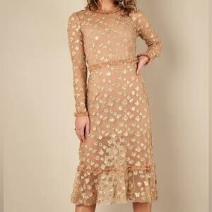 For Love And Lemons Golden Garden Tulle Dress Valentine's Day Date Night Maxi